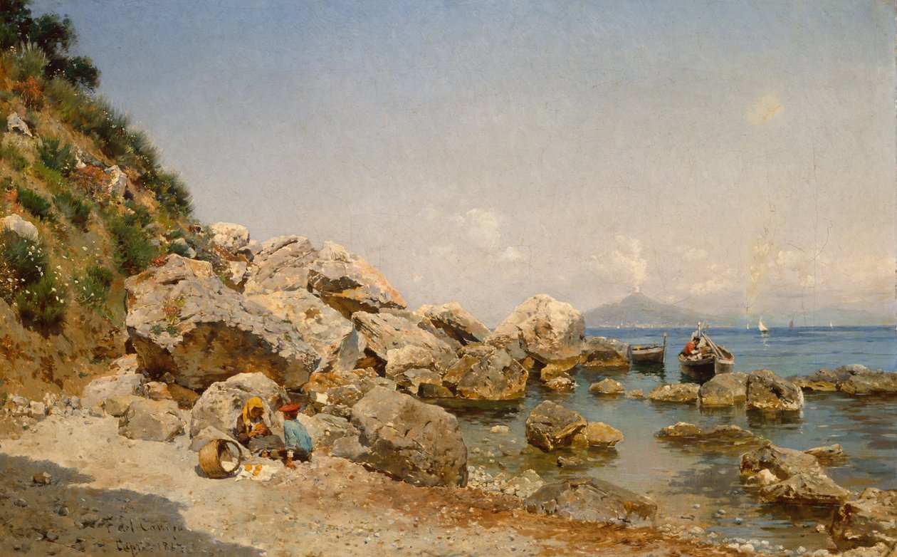 Am Strand, Capri mit Vesuv im Hintergrund von Frederico del Campo