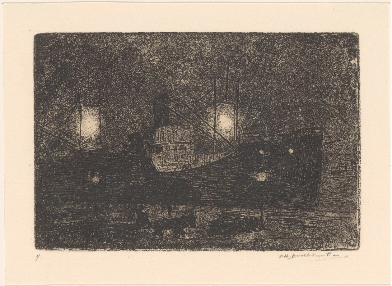 Boot am Kai bei Abend von Frederika Henriëtte Broeksmit (signed by artist)