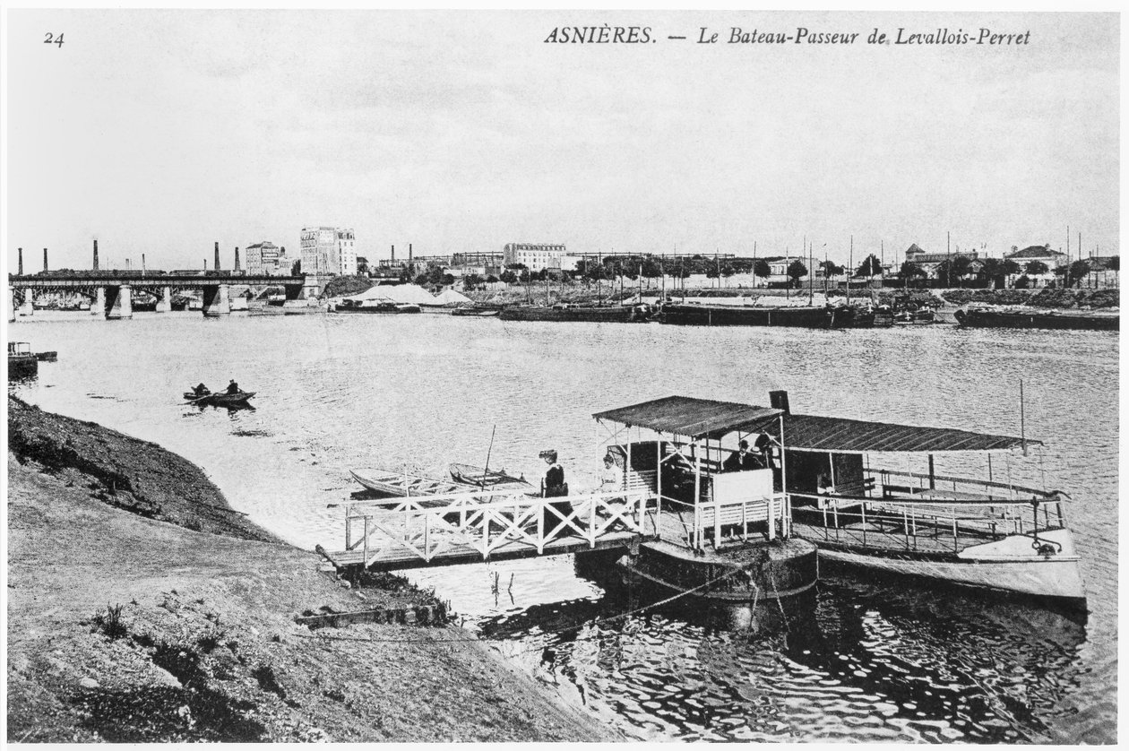 Asnieres, die Fähre in Levallois-Perret, ca. 1900 von French Photographer