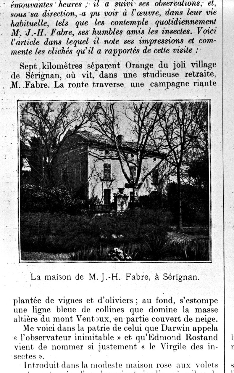 Haus von Jean-Henri Fabre (1823-1915) in Serignan von French Photographer