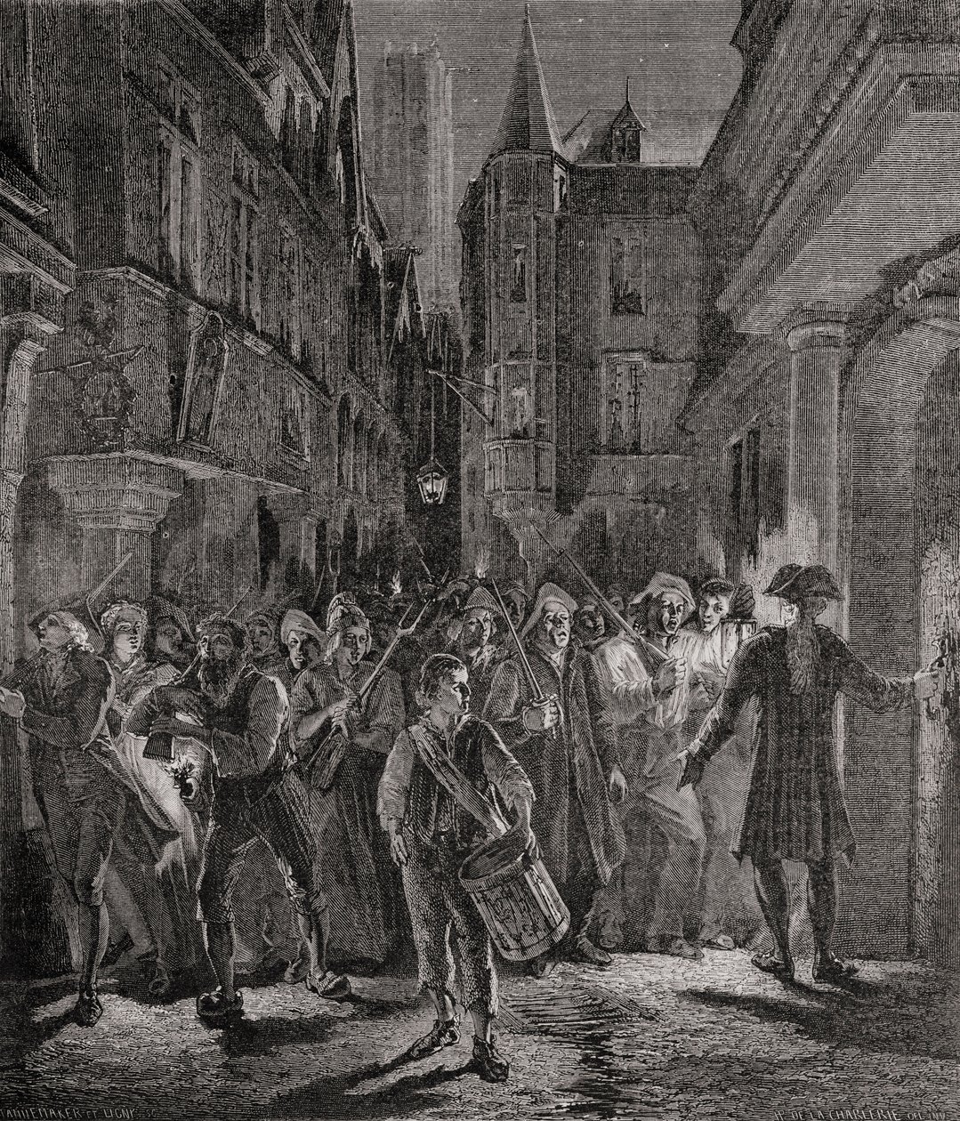 Menschen gehen auf die Straßen von Paris, 1789 von French School