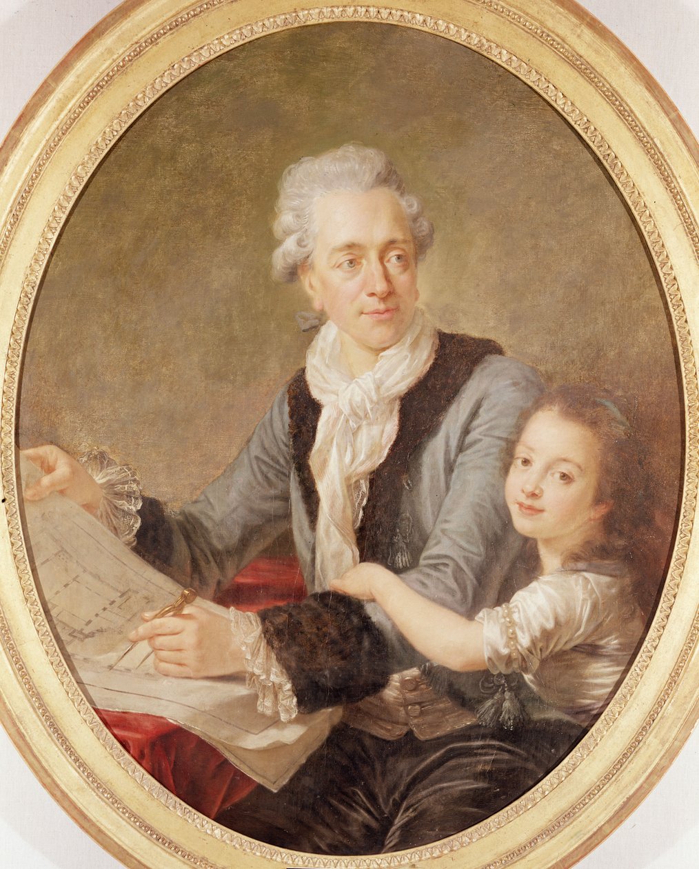 Porträt des Architekten Ledoux und seiner Tochter von French School