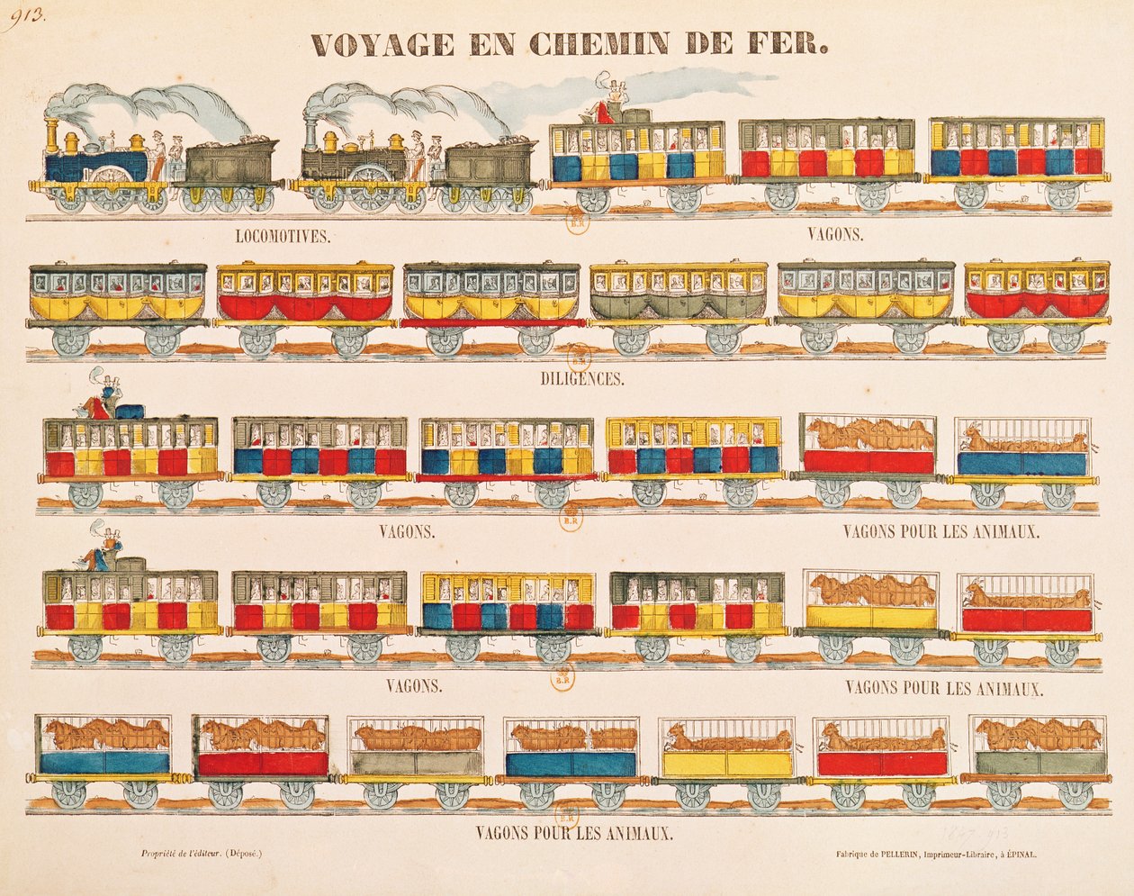Eisenbahnreisen im Jahr 1845 (Detail) von French School