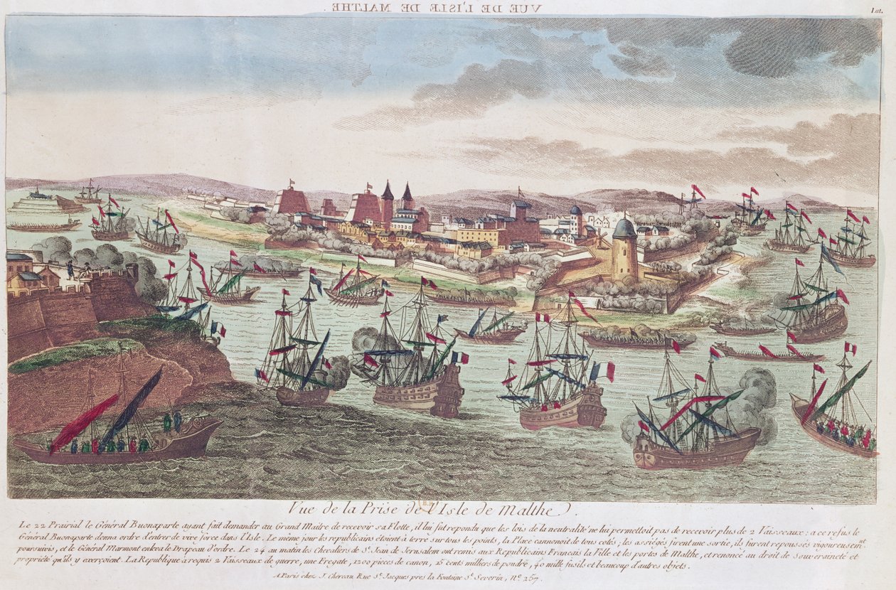 Die Belagerung von Malta, 12. Juni 1798 von French School