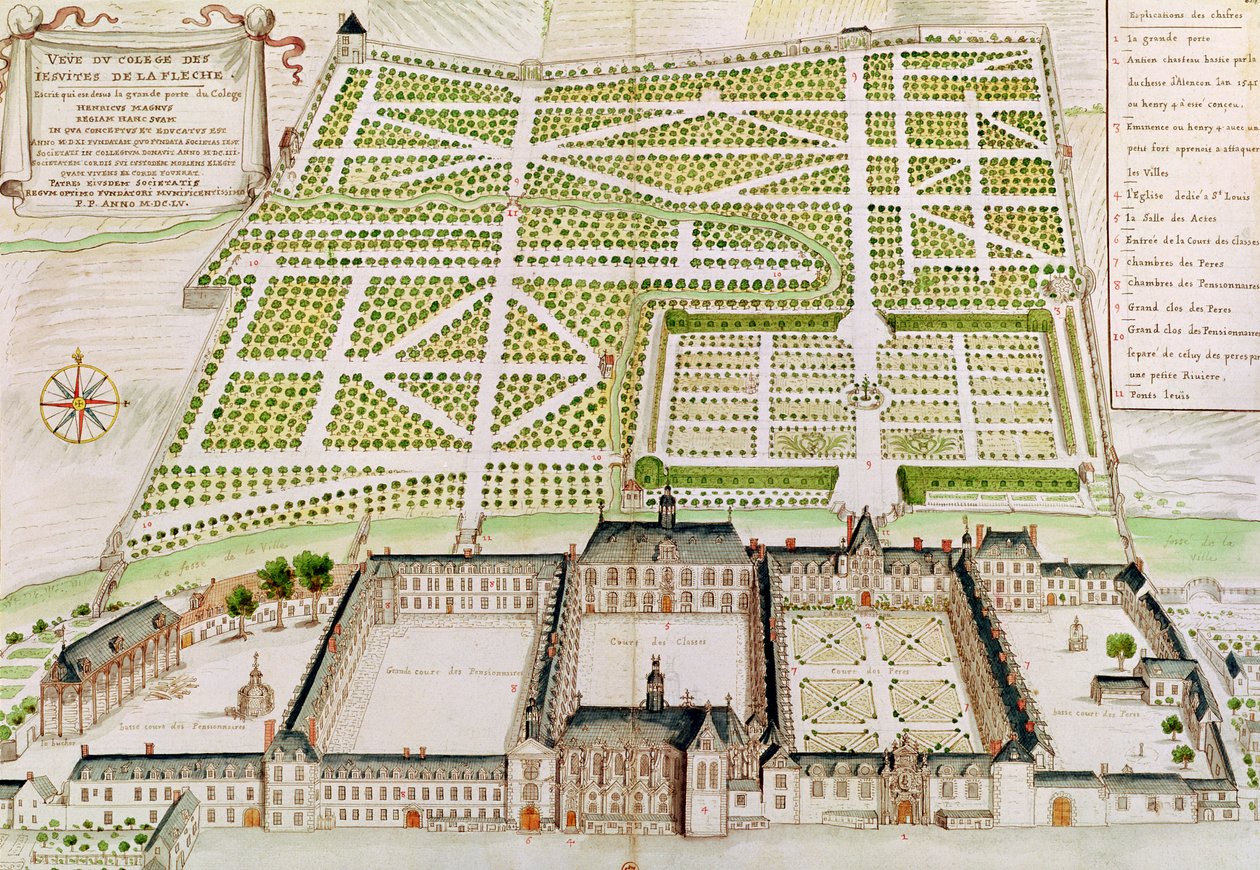 Ansicht des Jesuitenkollegs in La Flèche, 1655 von French School