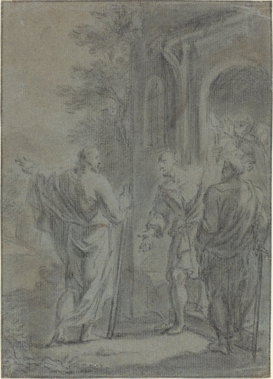 Figuren (Christus ruft einen der Apostel?) von French 17th Century