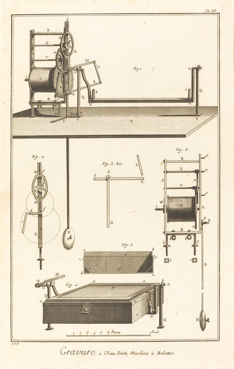 Radierung, Balottermaschine: Tafel VI von French 18th Century after Robert Benard
