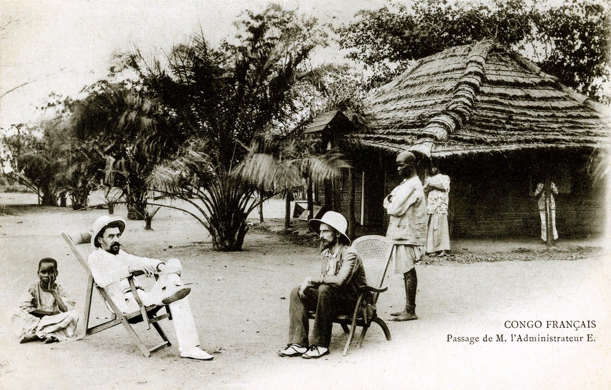 Brazzaville (Französisch-Äquatorialafrika - A.E.F.) Französisch-Kongo: Durchgang von Herrn Der Administrator E. Anfang des 20. Jahrhunderts (s/w Foto) von French Photographer
