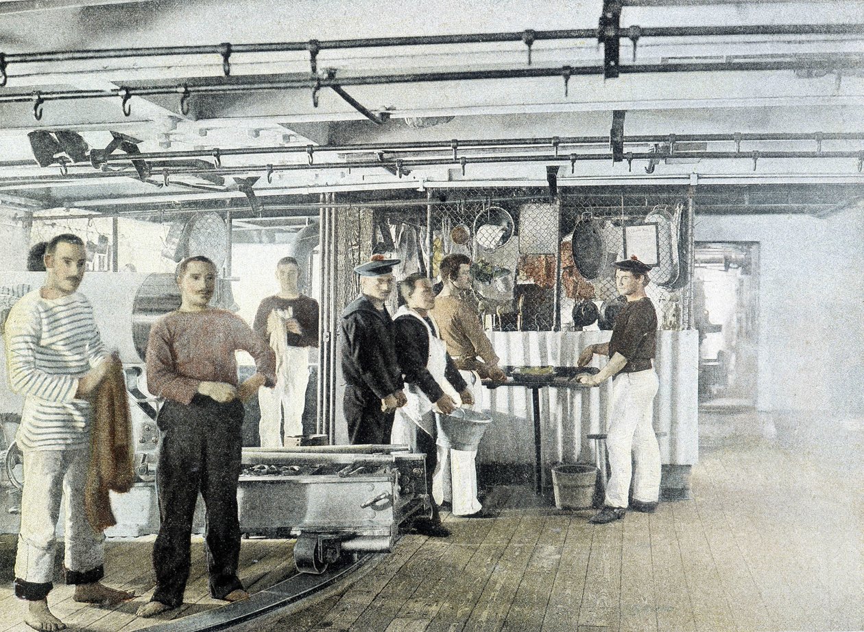 Französische Marine, Ende des 19. Jahrhunderts: Die Küche der Offiziere - Bibl. des Arts déco von French Photographer
