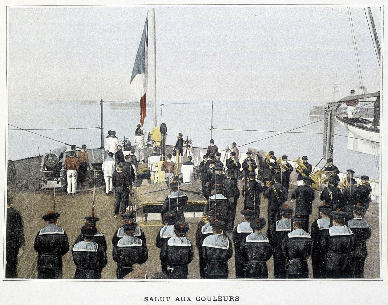 Französische Marine, Ende des 19. Jahrhunderts: Salut an die Farben - Bibl. des Arts Deco von French Photographer