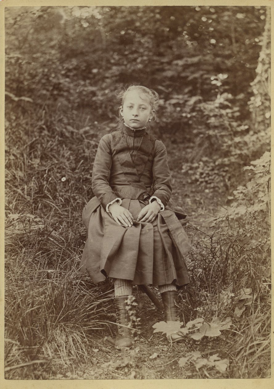 Junges Mädchen auf dem Land, Frankreich, um 1890 (s/w Foto) von French Photographer