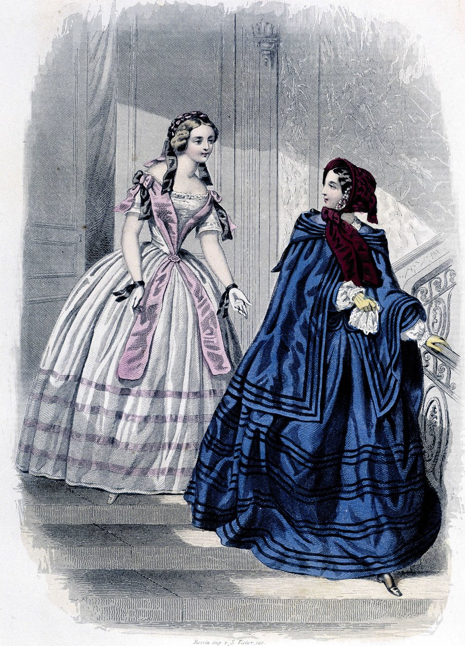 2 modische Frauen - im „Journal des Demoiselles“ 1852. von French School