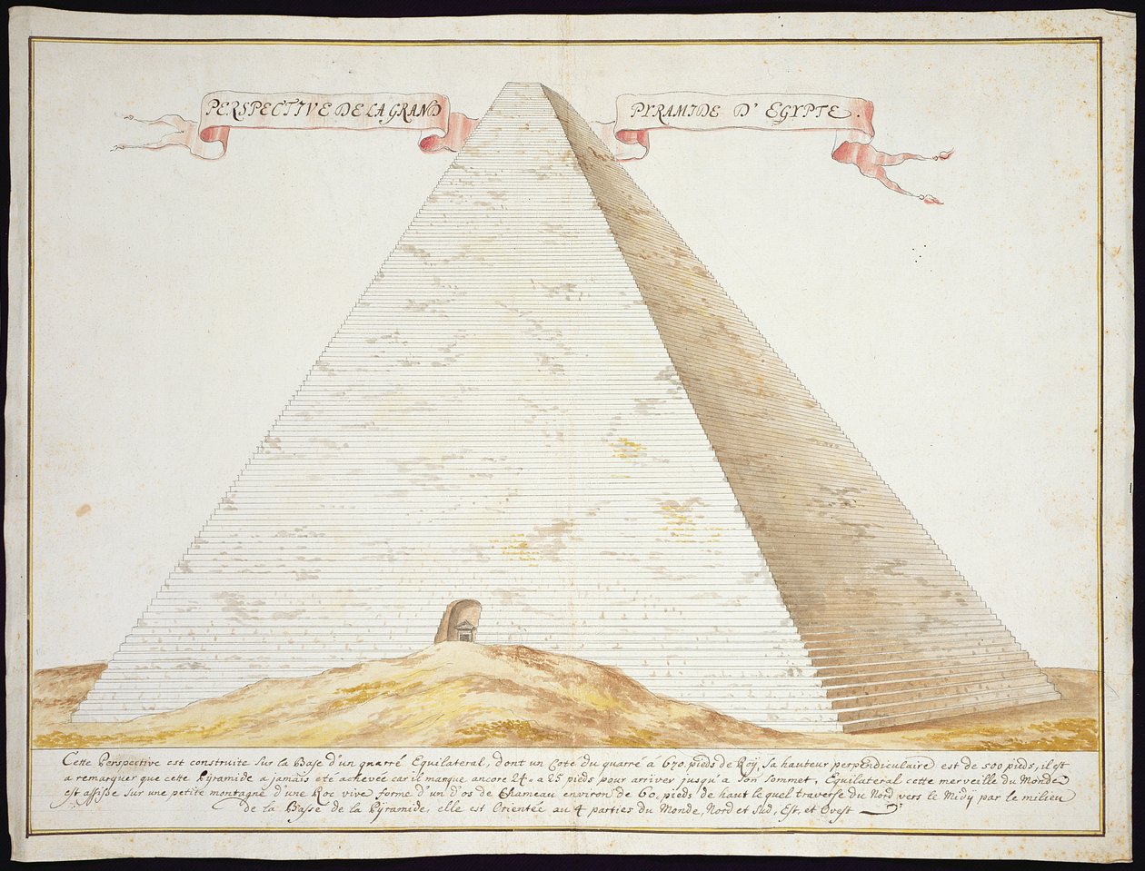 Eine perspektivische Ansicht einer Pyramide in Ägypten, um 1700 von French School