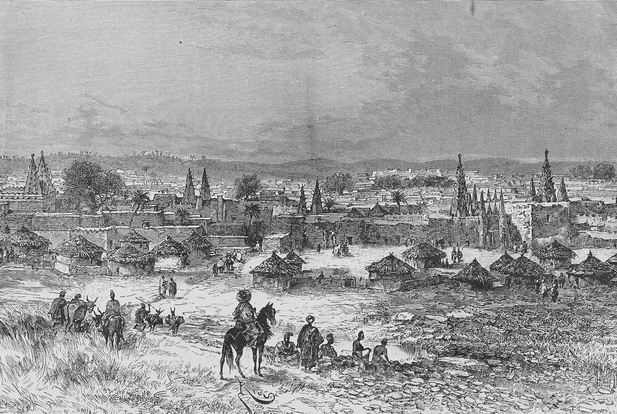 Ansicht von Kong, Illustration aus "Du Niger au Golfe de Guinee...", von Louis Gustave Binger von French School