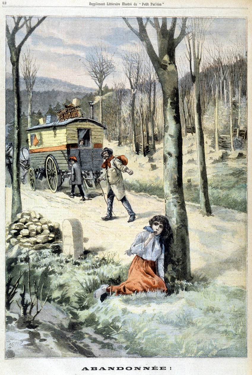 Ein Zigeunermädchen, das von ihrer Familie verlassen wurde - in „Le Petite Parisien“ vom 15.03.1903 von French School