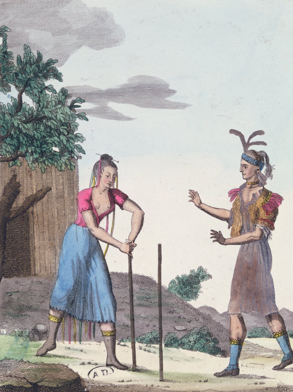 Eine Hochzeitszeremonie bei den Creek-Indianern, um 1811 von French School