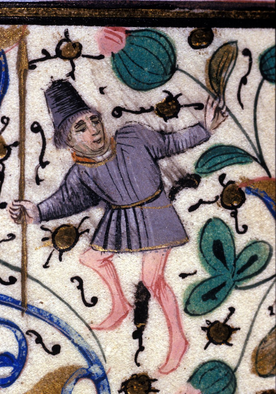 Ein Knappe. Französisches Manuskript von Petrarca (Francesco Petrarca) aus dem 13. Jahrhundert. Städtische Bibliothek von Rimini. von French School