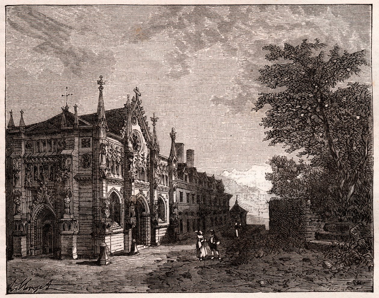 Abtei Hautecombe - Savoyen - Gravur in „La France illustree: geographie, histoire, administration statistique“ von V.A. Malt-Brown. 1884 von French School