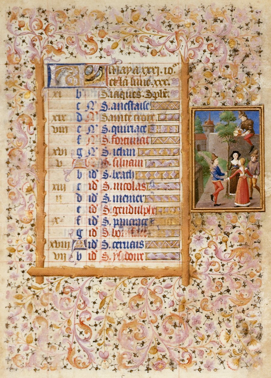 Kalenderseite für Mai, aus einem Stundenbuch von French School