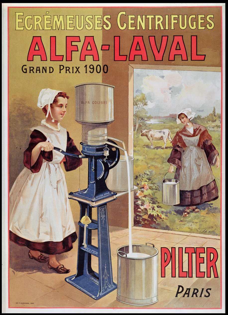 Werbung für Alfa-Laval Sahneabscheider, 1905 von French School