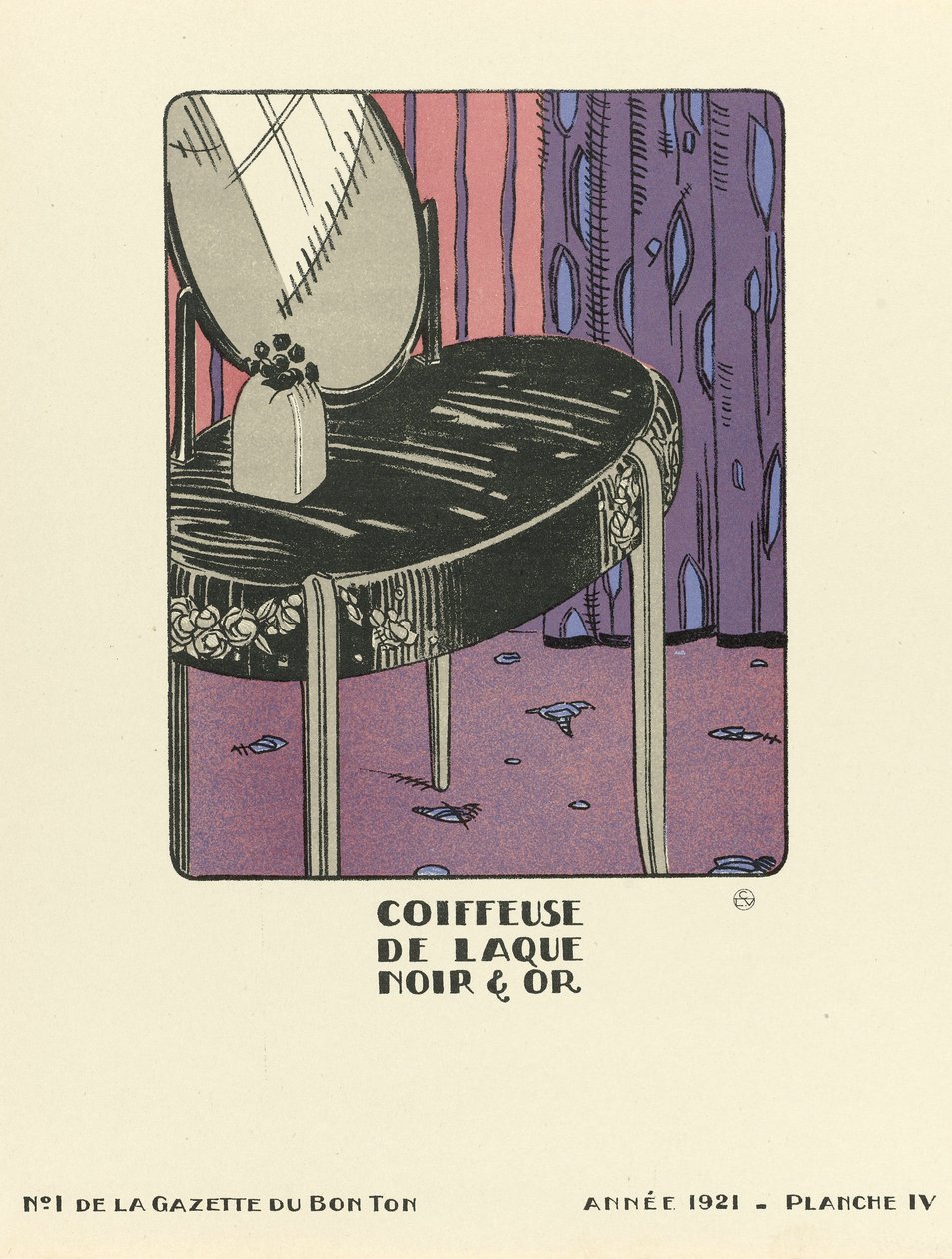 Werbung für "Coiffeuse de Laque Noir & Or", veröffentlicht 1921 von French School