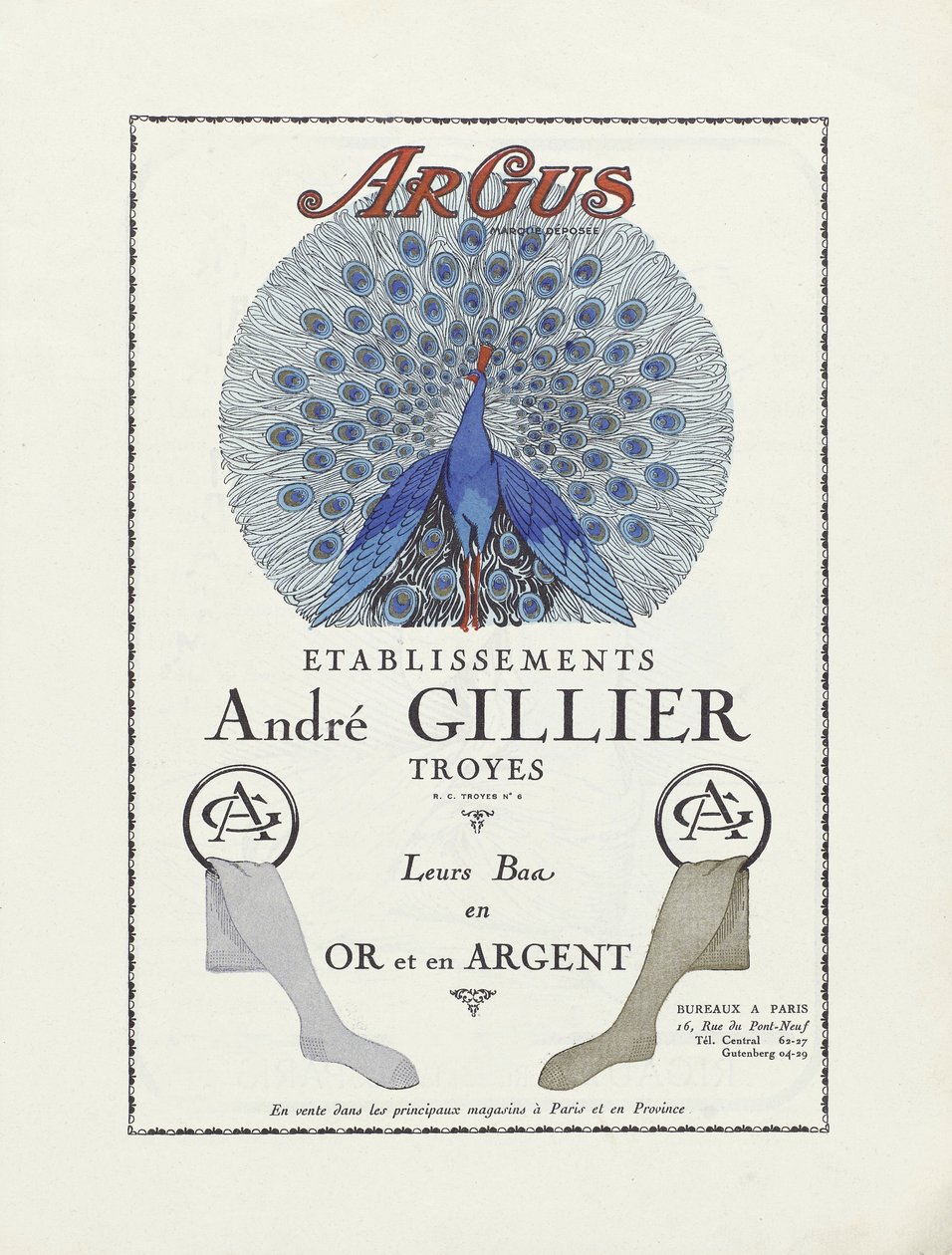 Werbung für Etablissements Andre Gillier, veröffentlicht 1924 von French School