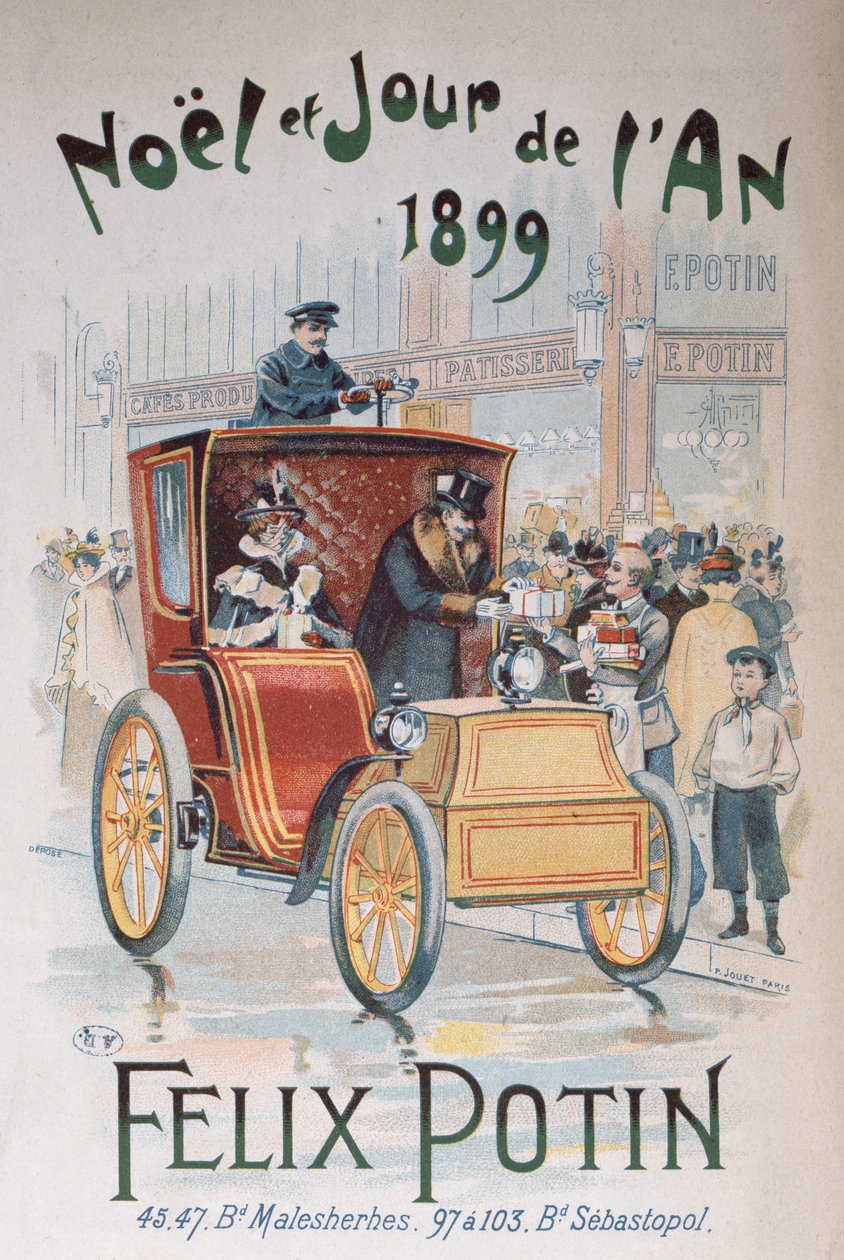 Werbung für Felix Potin, Weihnachten und Neujahr 1899 von French School