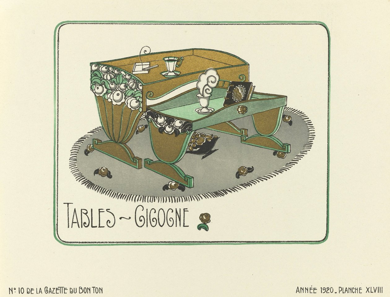 Werbung für "Tables - Gigogne", veröffentlicht 1920 von French School