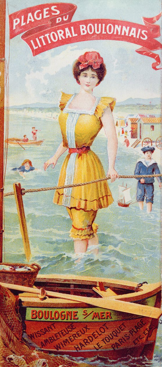 Werbung für die Strände entlang der Küste von Boulogne, ca. 1905 von French School