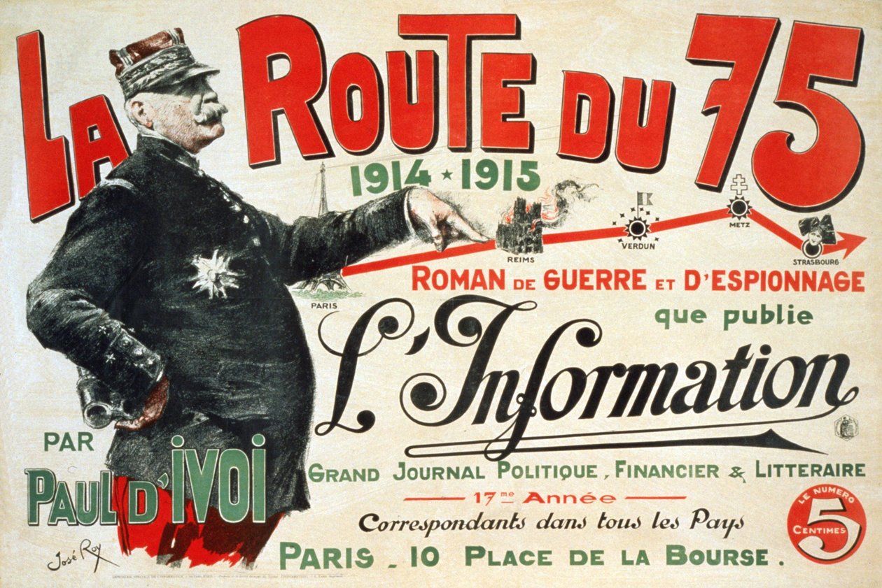 Werbeplakat für den Roman „La Route du 75:1914 - 1915: Roman de guerre et d