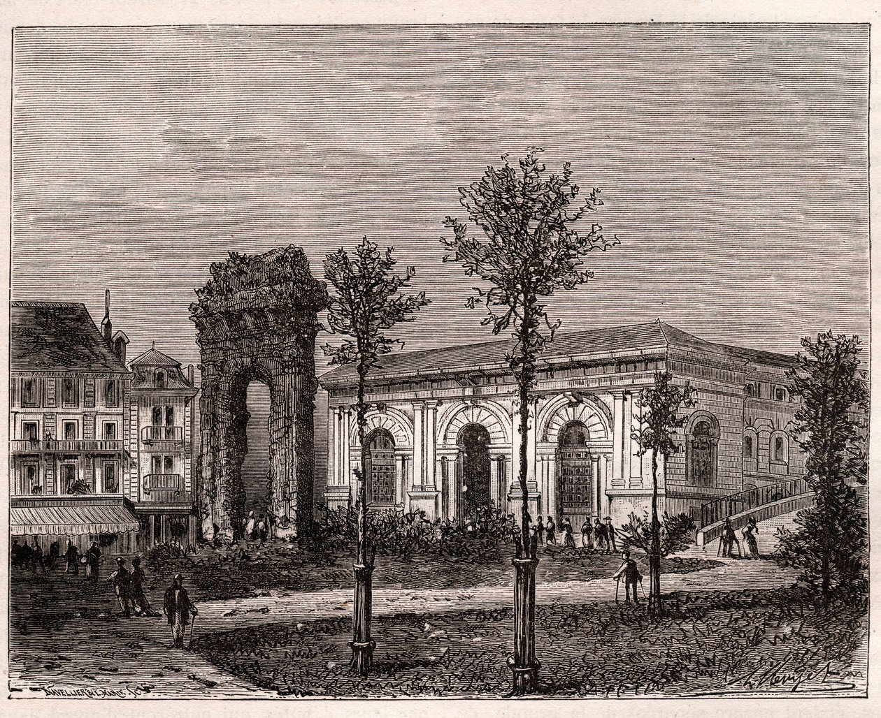 Aix-les-Bains - Savoyen - der römische Bogen von Campanus - Gravur in „La France illustrée: Geographie, Geschichte, Verwaltung, Statistik“ von V.A. Malt-Brown. 1884 von French School