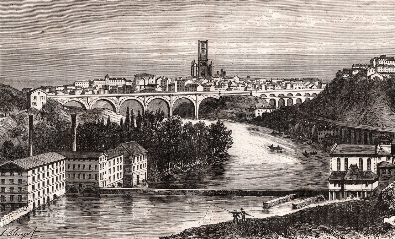 Albi - Languedoc-Roussillon-Midi-Pyrenee - Gravur in „La France illustree: geographie, histoire, administration statistique“ von V.A. Malt-Brown. 1884 von French School