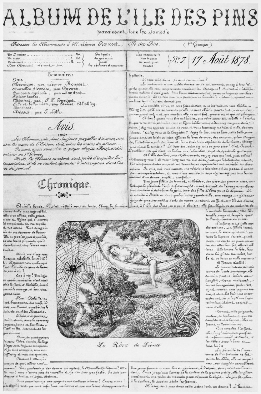 Album der Isle of Pines, Titelseite, 17. August 1878 von French School