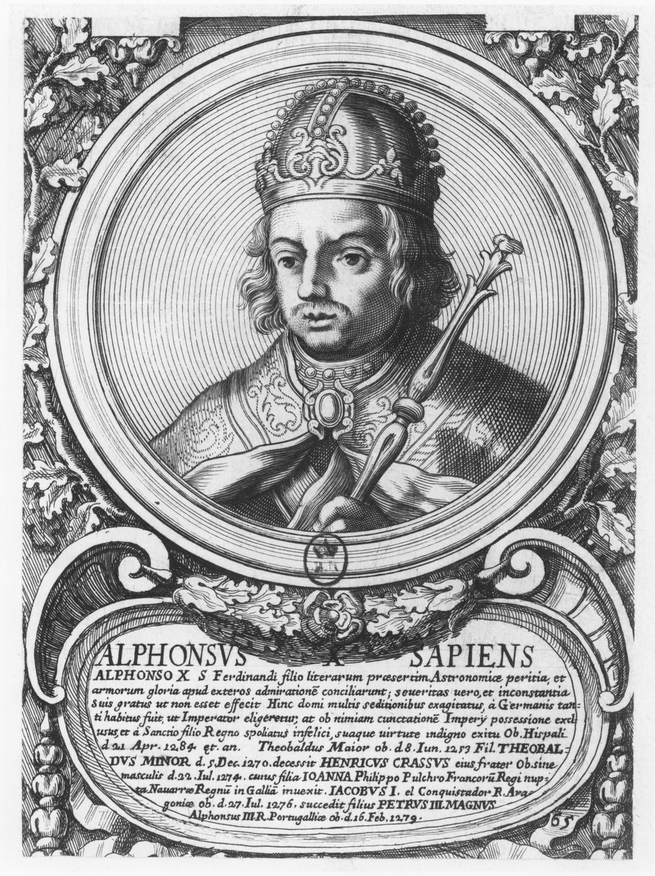 Alfonso X, der Weise (Gravur) von French School
