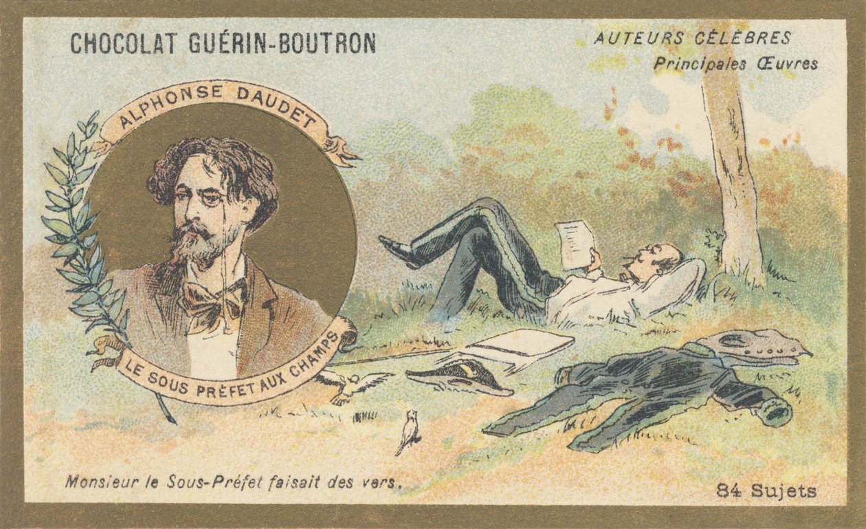 Alphonse Daudet (1840-1897), französischer Schriftsteller und Dramatiker, Autor von „Le sous-préfet aux champs“, Prosaballade (1866) von French School