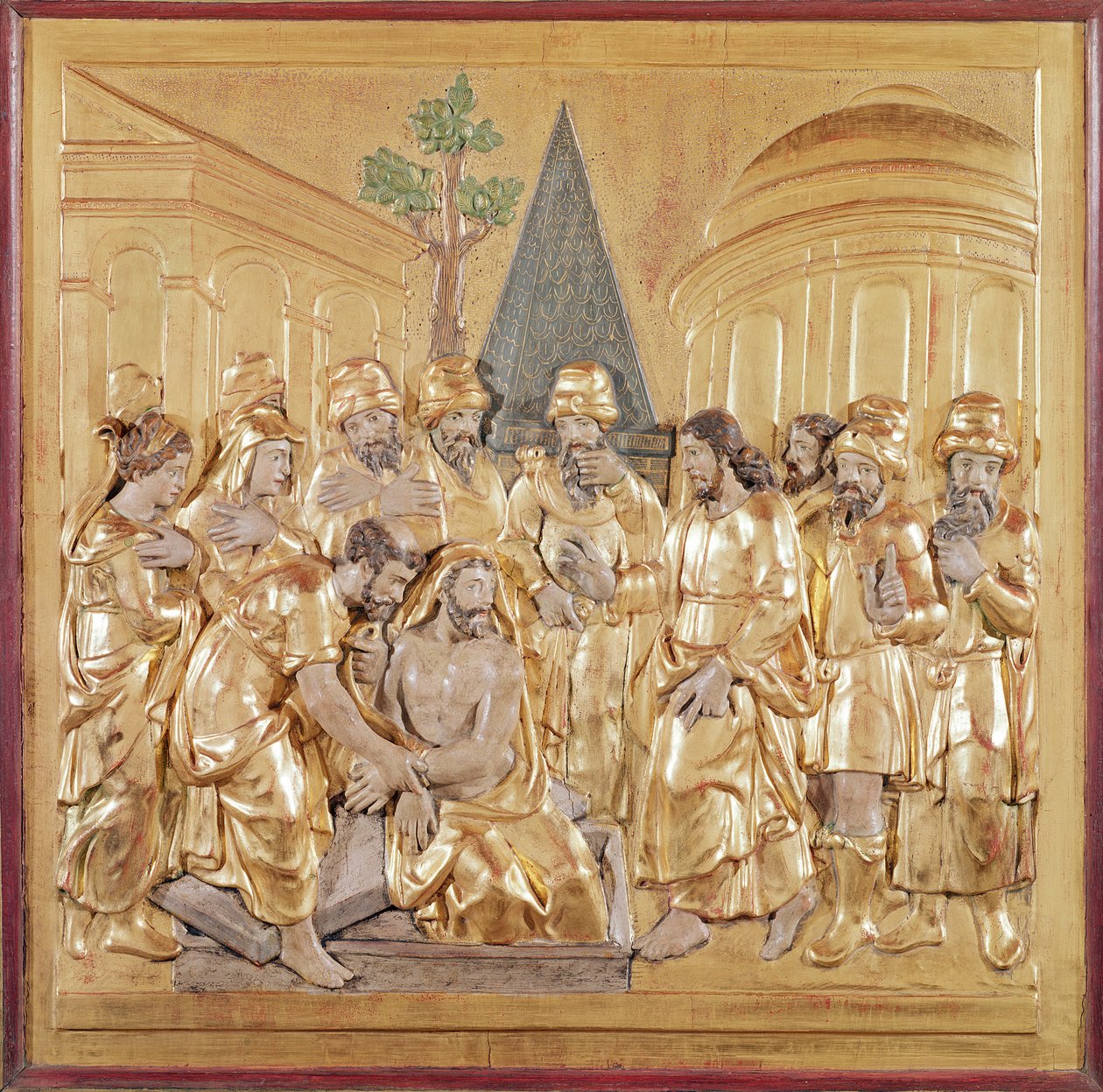 Altarbild, das die Auferstehung des Lazarus darstellt von French School