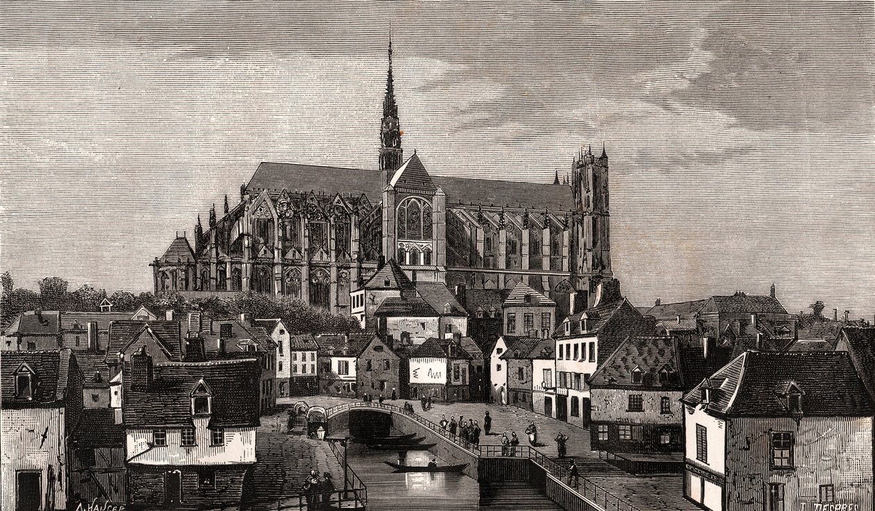 Amiens - Nord-Pas-de-Calais-Picardie - Gravur in „La France illustree: geographie, histoire, administration statistique“ von V.A. Malt-Brown. 1884 von French School