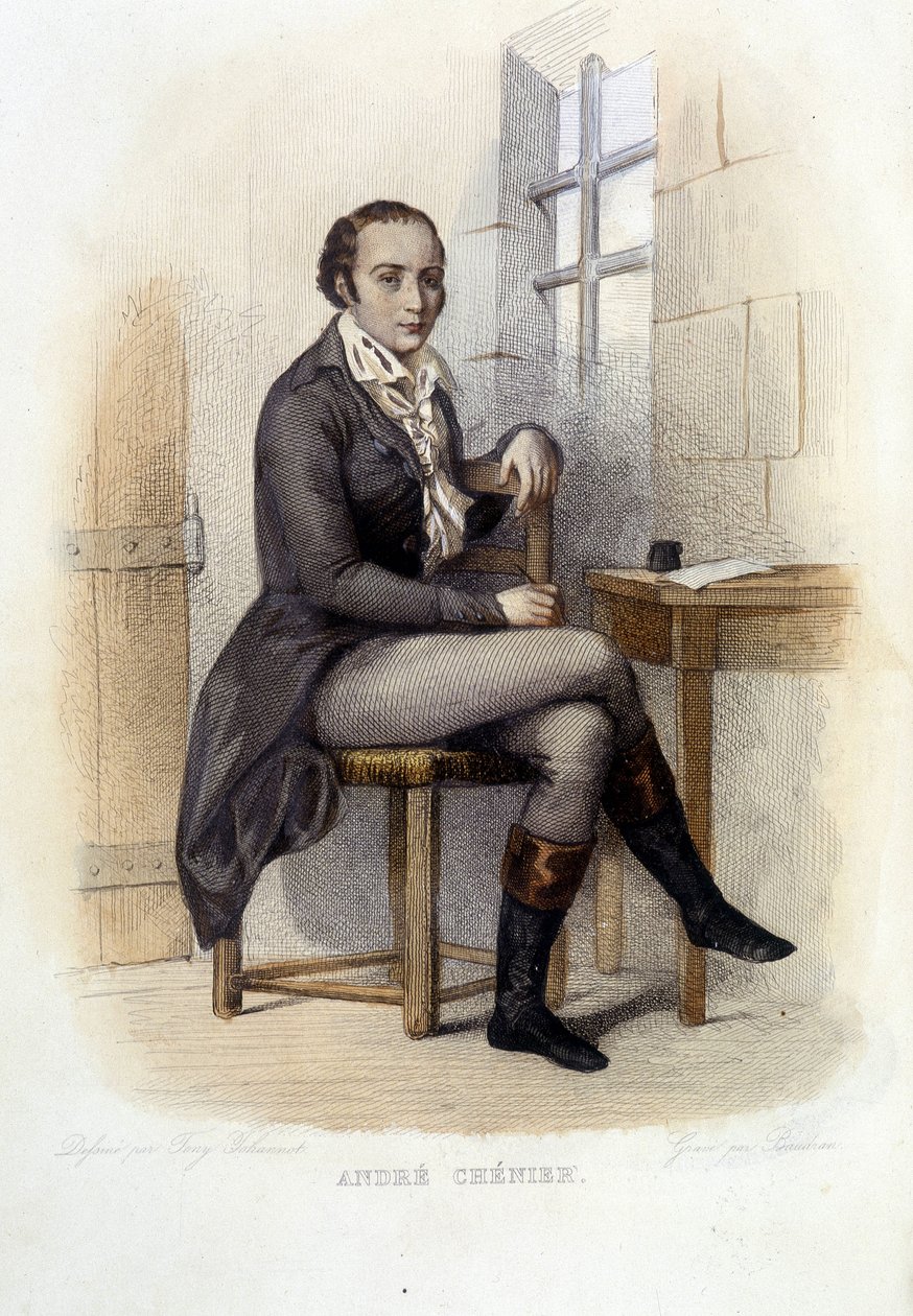 André Chénier (1762-1794), französischer Dichter, im Concierge - in „Le Plutarque français“, Ed. Mennechet von French School