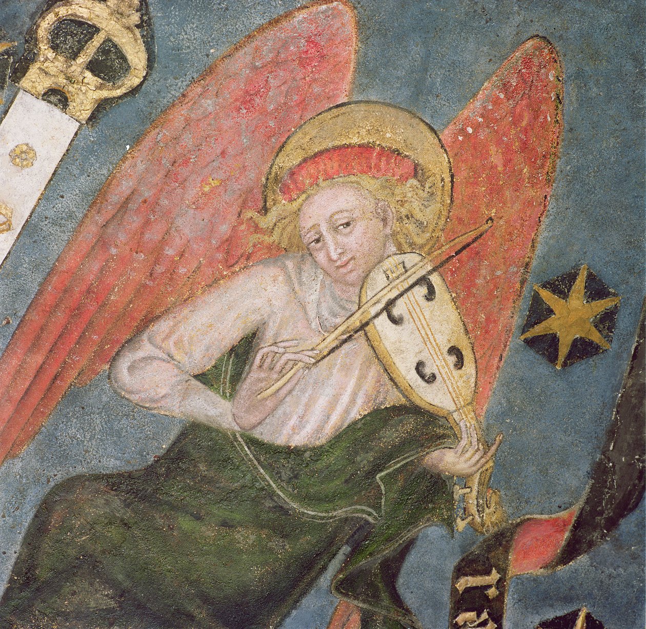 Engelmusiker, der eine Viola spielt (Detail) von French School