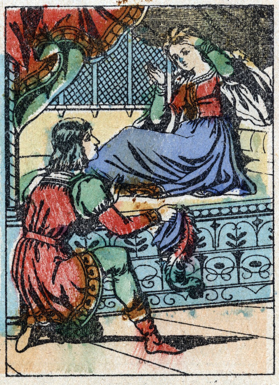 Anonyme Illustration zu „Dornröschen“, Märchen von Charles Perrault (1628-1703), französischer Schriftsteller. Holzstich von Imaging Pellerin - Epinal, sd. Ende des 19. Jahrhunderts. von French School