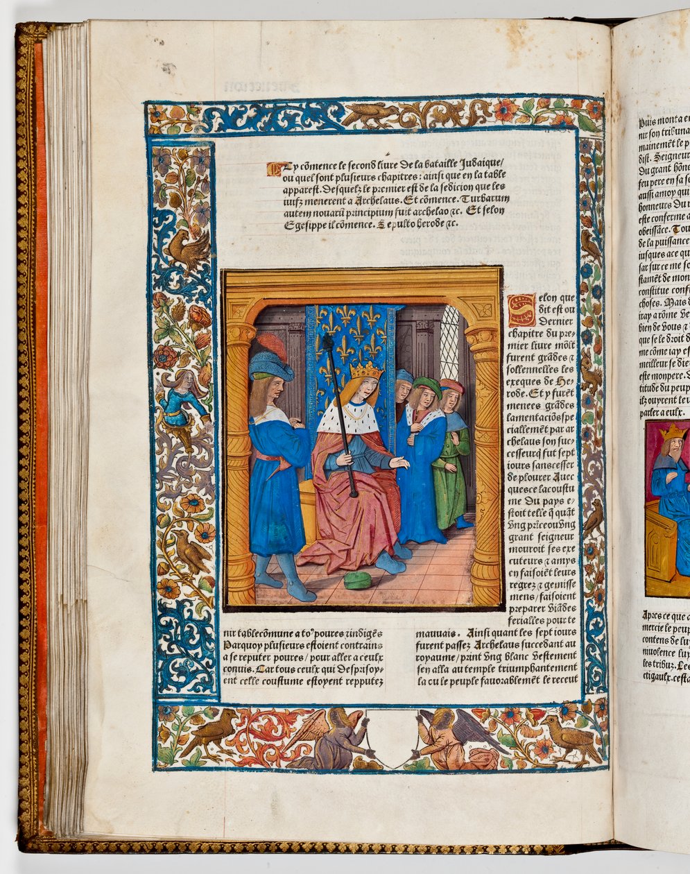 Archelaus auf dem Thron nach dem Tod seines Vaters Herodes des Großen, 4 v. Chr. (handkolorierter Druck) von French School