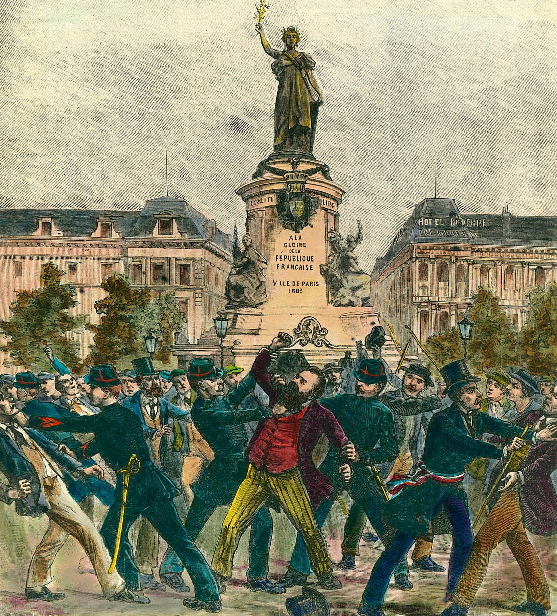 Verhaftung des Abgeordneten Pierre Baudin (1863-1917) während einer Demonstration am 1. Mai auf dem Place de la République in Paris. von French School