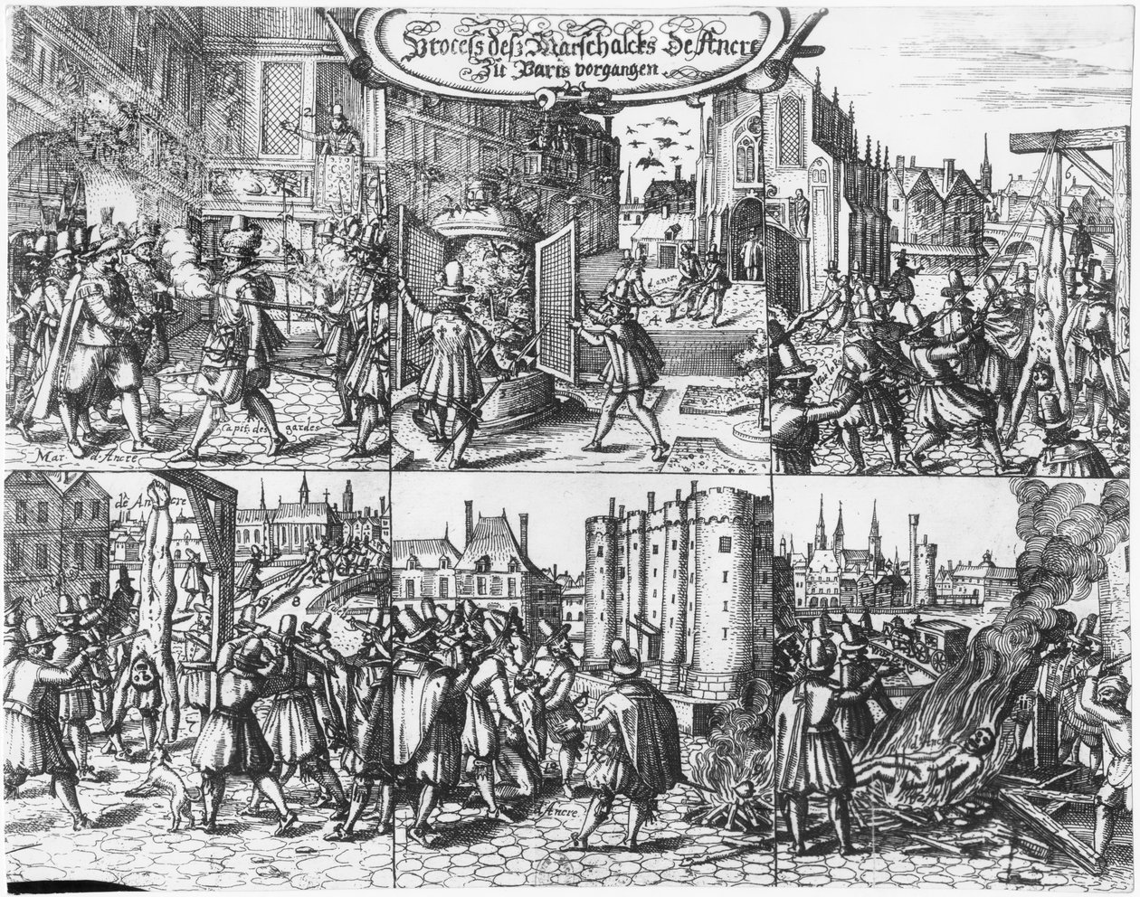 Verhaftung, Prozess und Folter von Concino Concini, Marquis und Marschall von Ancre am 24. April 1617 von French School