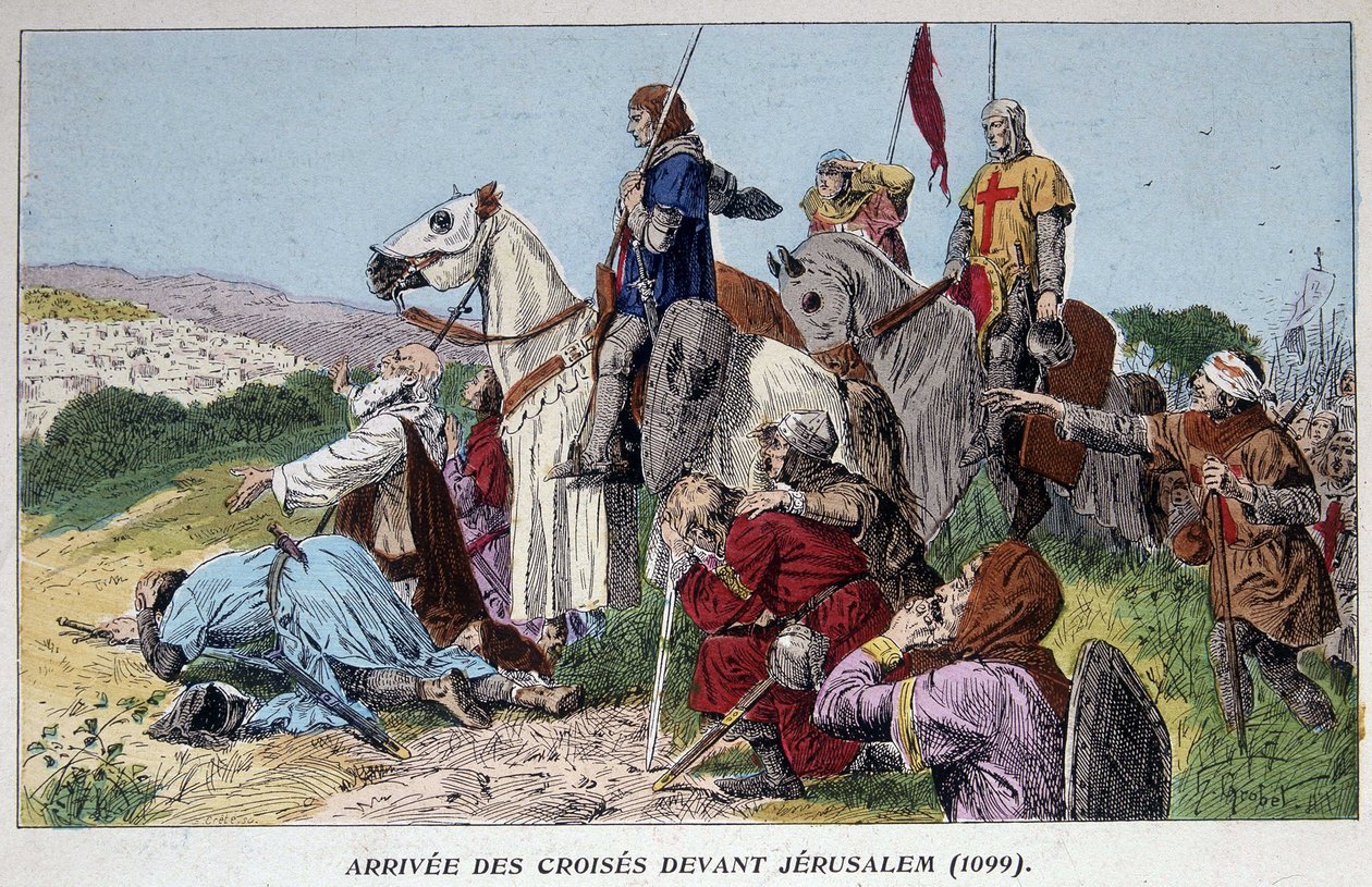 Ankunft der Kreuzfahrer vor Jerusalem (1099) von French School