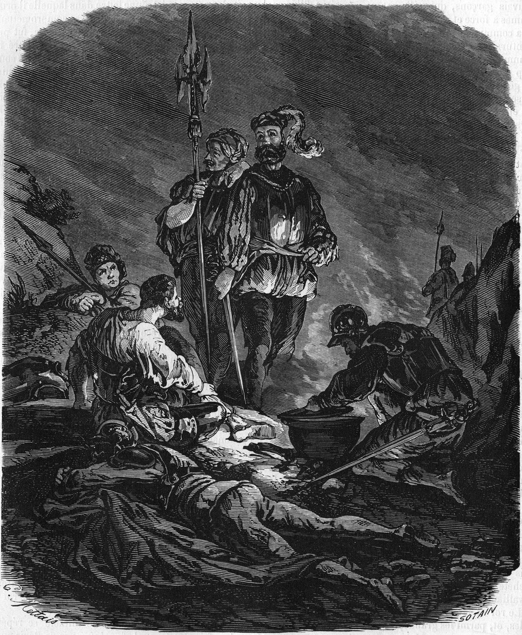 Böse Buben, Plünderer während der Kriege des 16. Jahrhunderts. In „Histoire Populaire de la France“, ca. 1885. Gravur. von French School