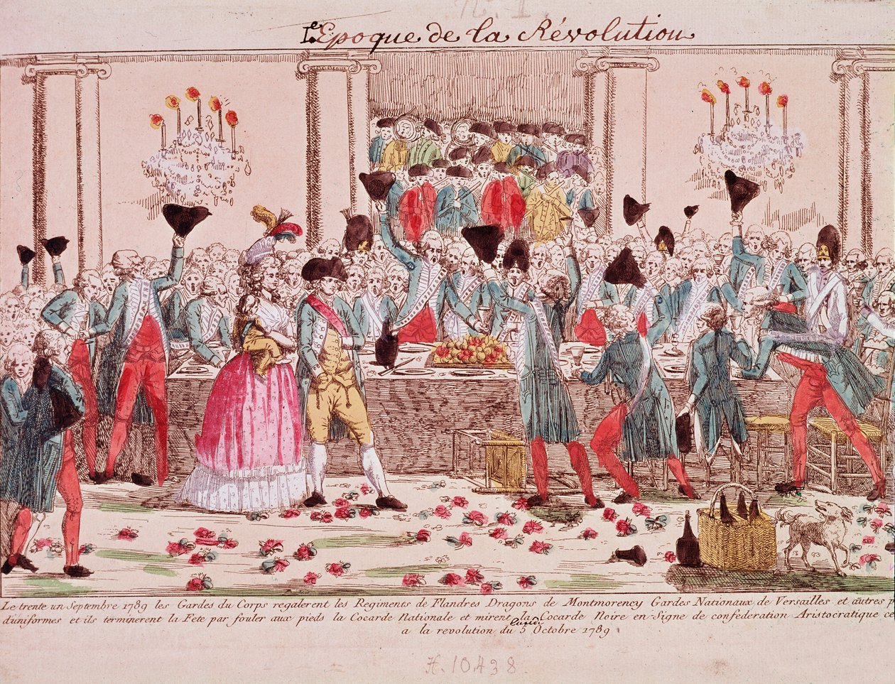 Bankett am 1. Oktober 1789, gegeben von den Leibwächtern des Königs zur Begrüßung des Flandern-Regiments von French School