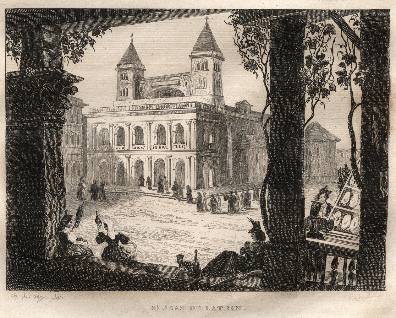 Basilika San Giovanni in Laterano, Rom - Gravur aus „Italien Picturesque - Historische und beschreibende Malerei von Italien“ von M. de Norvins, Ch. Nodier 1834-1836 von French School