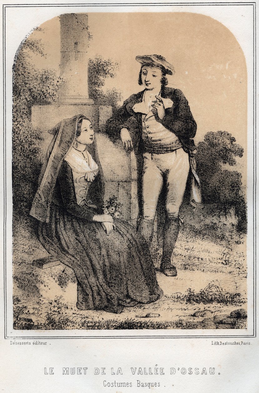 Baskische Kostüme - Der Stumme aus dem Tal von Ossau - Gravur in "Die Abende meines Onkels Erinnerungen und Reiseberichte" von MORING MICHEL - Ende des 19. Jahrhunderts von French School