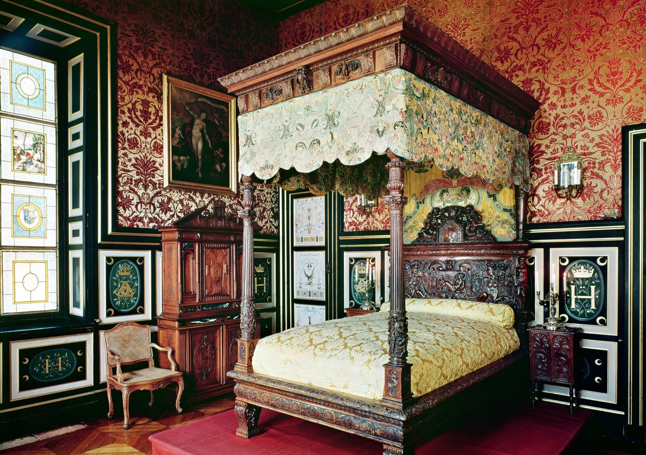 Schlafzimmer von Heinrich II. (1519-59) und Diane de Poitiers (1499-1566) von French School