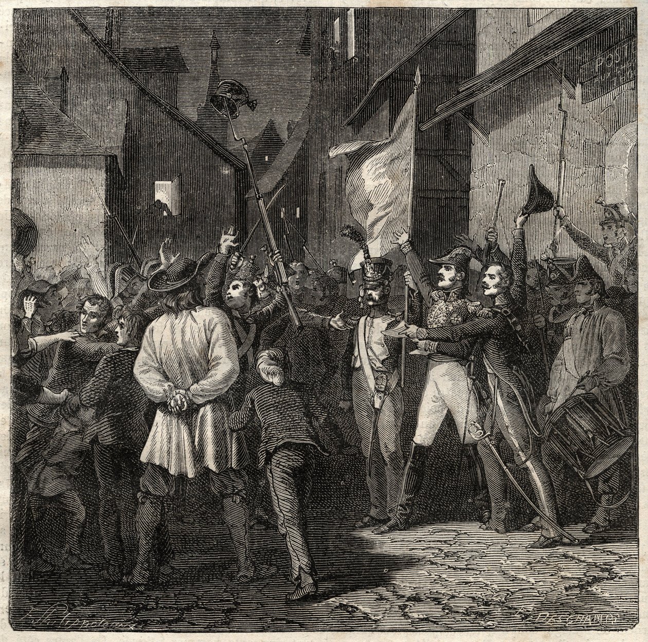 Verschwörung von Berton 1822 - General Jean Baptiste Berton (1769-1822) errichtete 1822 eine provisorische Regierung in Thouars. von French School